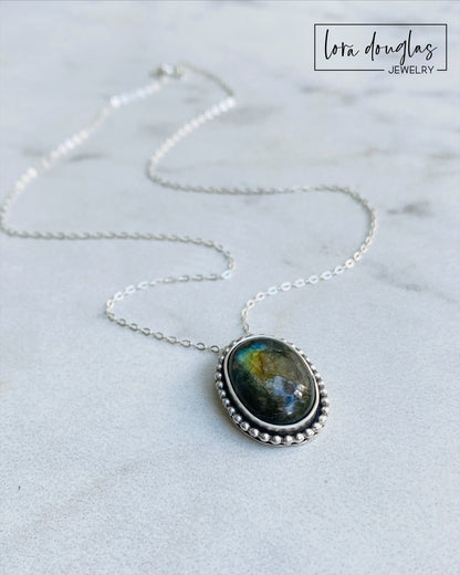 Labradorite Pendant Necklace, Sterling Silver