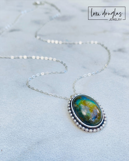 Labradorite Pendant Necklace, Sterling Silver