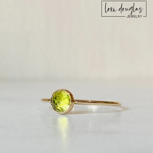 Peridot Rose-Cut Solitaire Gold-Filed Ring, Size 6