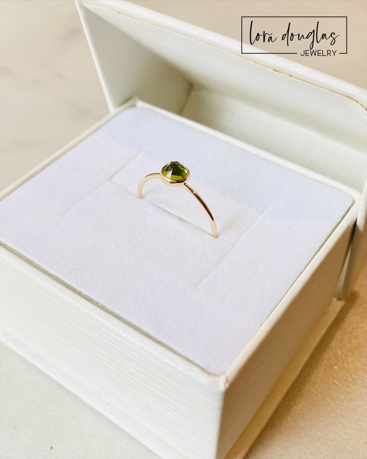 Peridot Rose-Cut Solitaire Gold-Filed Ring, Size 6
