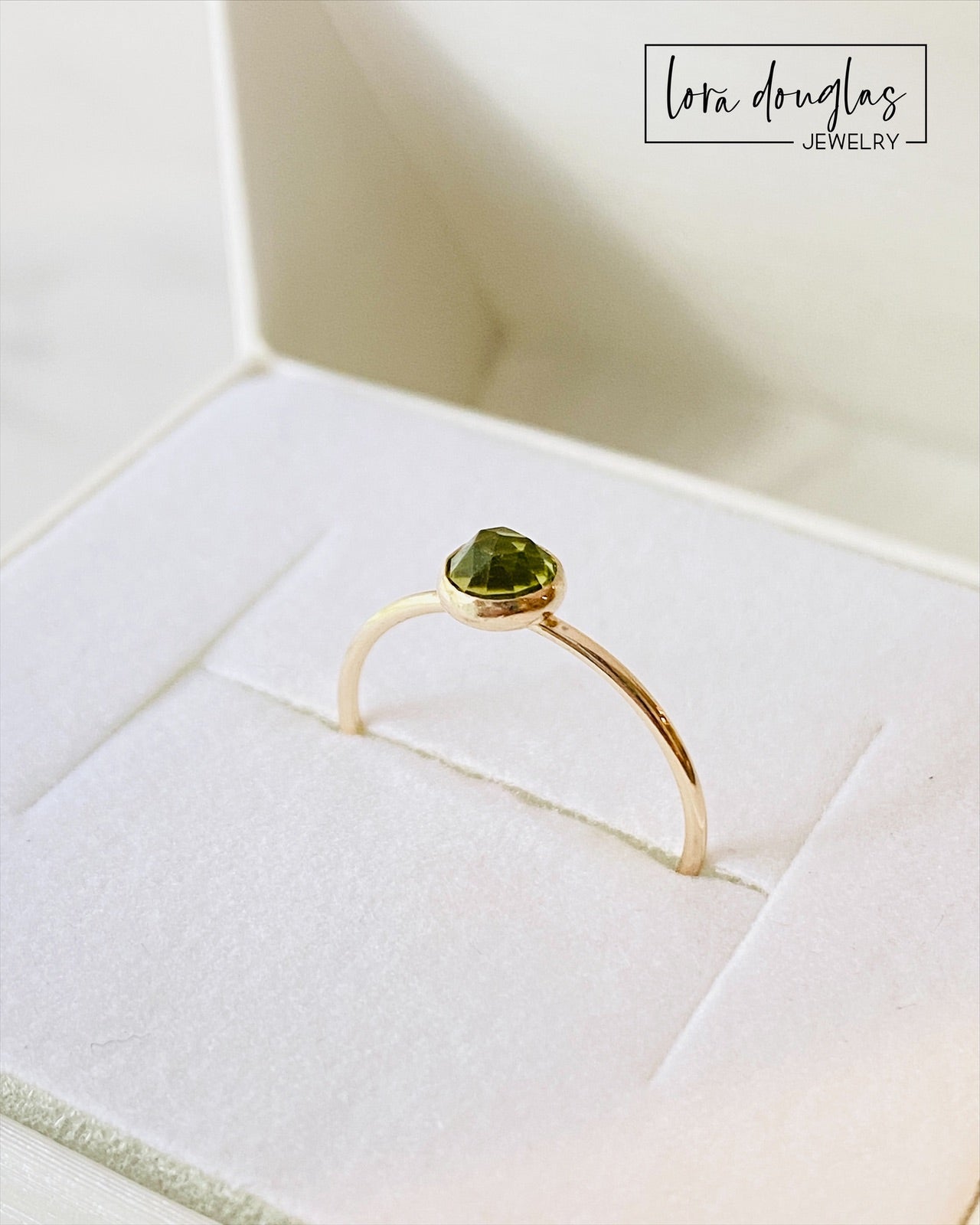 Peridot Rose-Cut Solitaire Gold-Filed Ring, Size 6