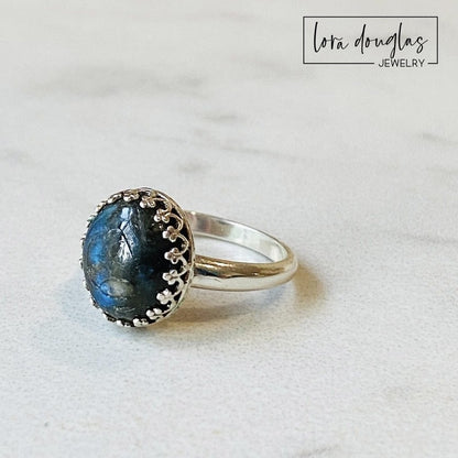 Labradorite Ring, Sterling Silver Ring, Size 7