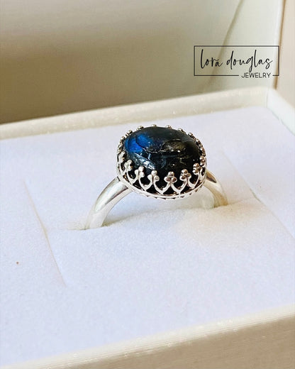 Labradorite Ring, Sterling Silver Ring, Size 7