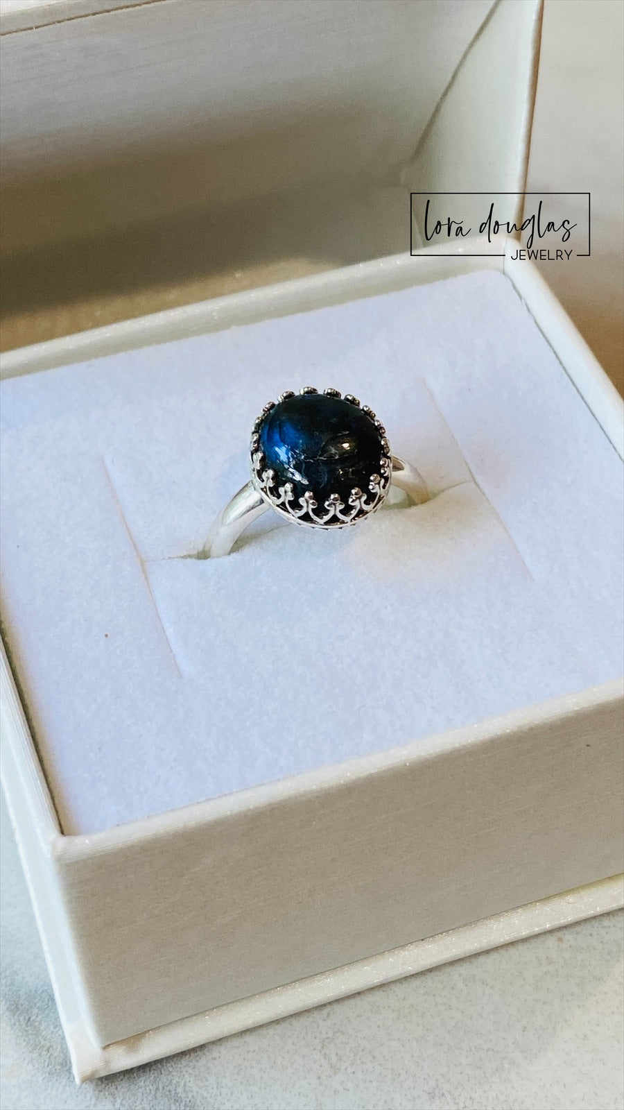 Labradorite Ring, Sterling Silver Ring, Size 7