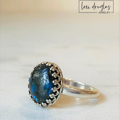 Labradorite Ring, Sterling Silver Ring, Size 7