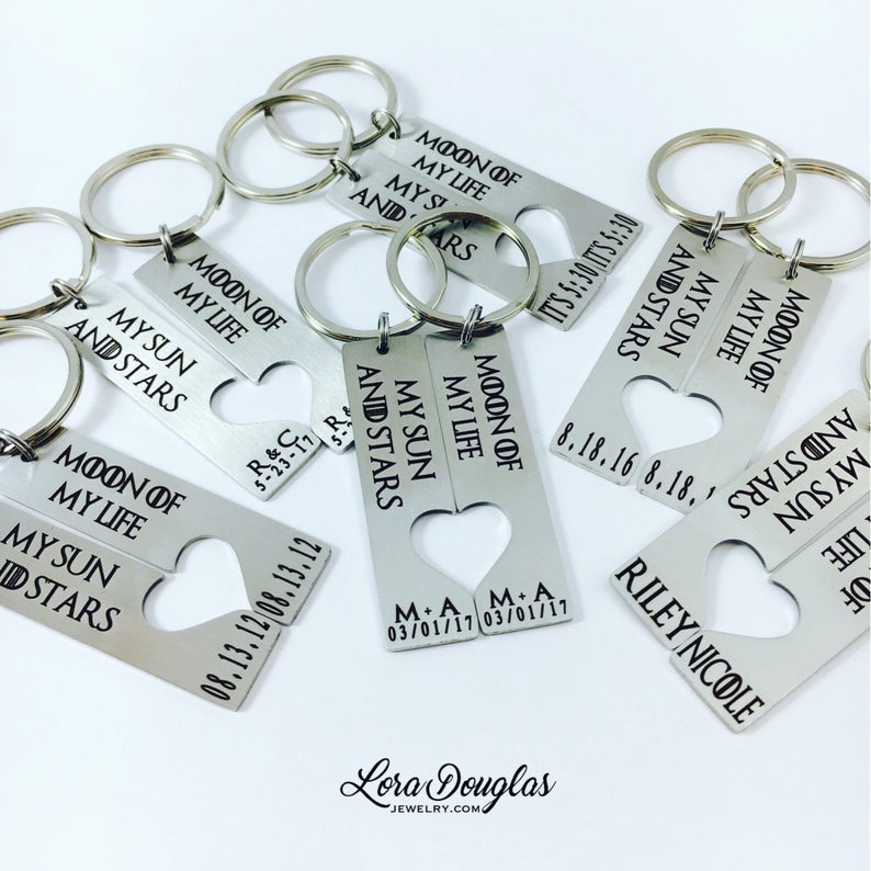 Moon of My Life and My Sun and Stars keychain set