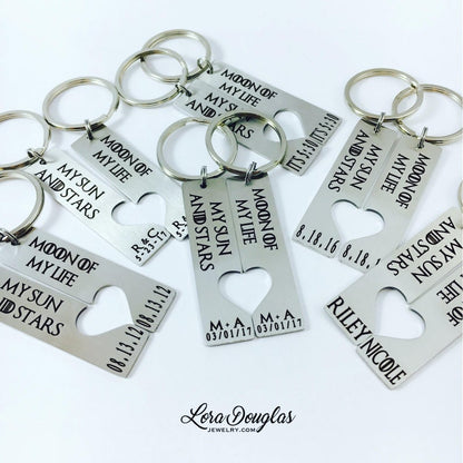Moon of My Life and My Sun and Stars keychain set