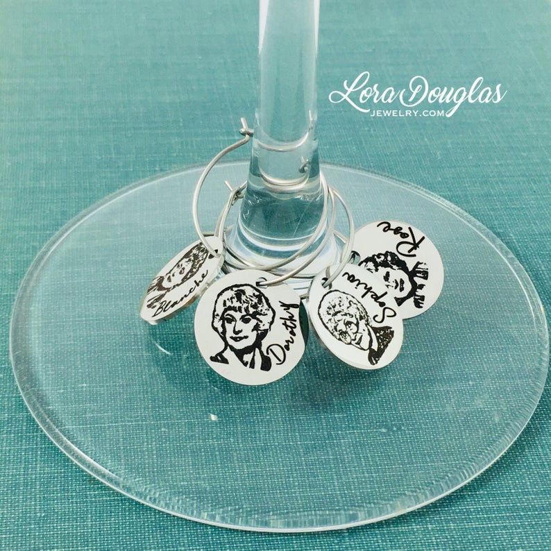 Golden Girls Wine Glass Charm Set