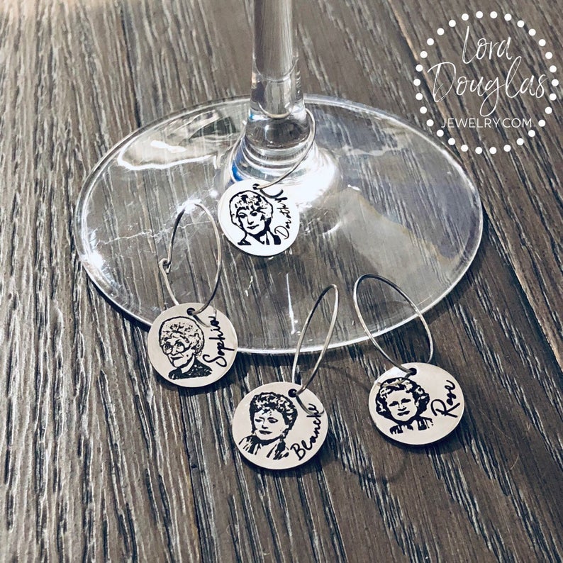 Golden Girls Wine Glass Charm Set