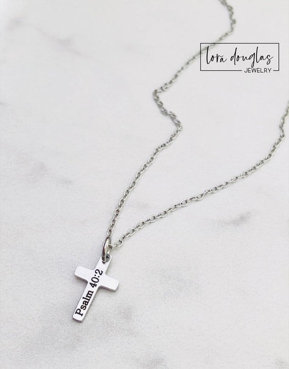 Engraved Cross Necklace, Engraved Cross