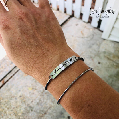 Engraved Handwriting Bracelet, Signature Bracelet, Handwriting Jewelry, Handwriting Bracelet, Actual Handwriting. Adjustable Cord Bracelet