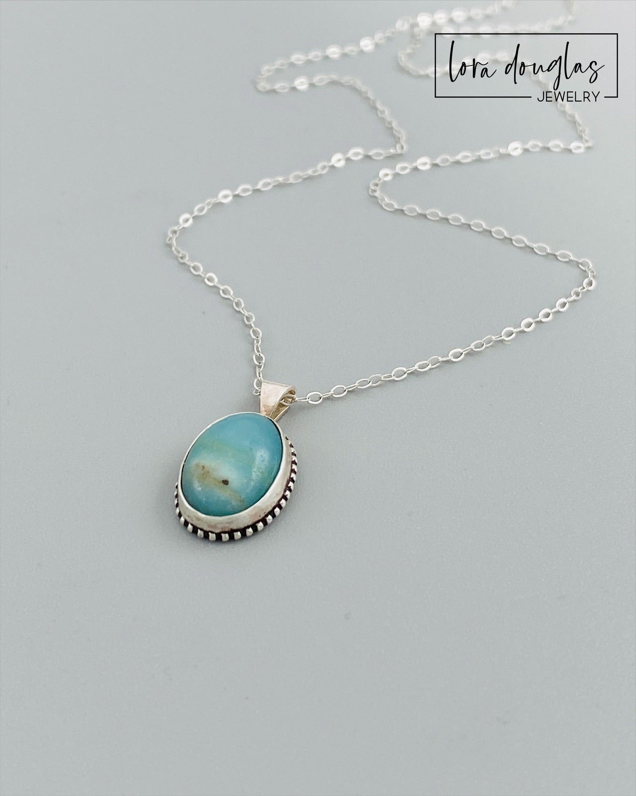Natural Amazonite Pendant Necklace, Sterling Silver