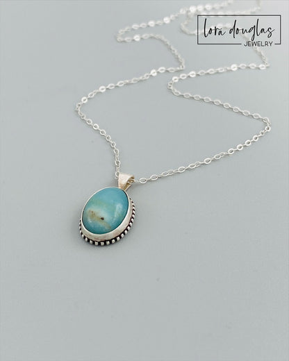 Natural Amazonite Pendant Necklace, Sterling Silver