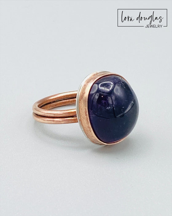 Amethyst and Bronze Ring, Size 8