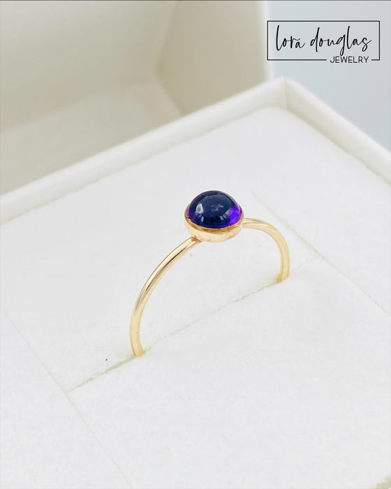 Amethyst Solitaire Gold-Filled Ring, Size 6
