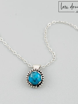 Turquoise Pendant Necklace, Sterling Silver