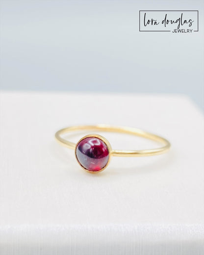 Garnet Solitaire Gold-Filled Ring, Size 6