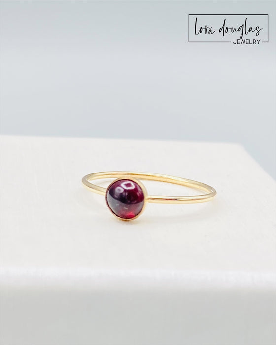 Garnet Solitaire Gold-Filled Ring, Size 6