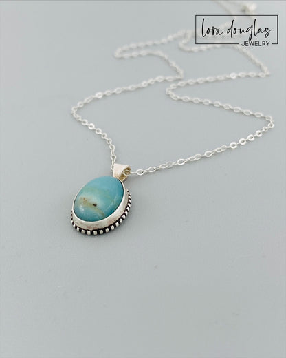 Natural Amazonite Pendant Necklace, Sterling Silver