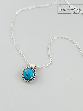 Turquoise Pendant Necklace, Sterling Silver