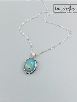 Natural Amazonite Pendant Necklace, Sterling Silver