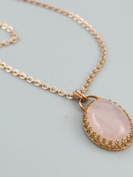 Rose Quartz and Bronze Necklace