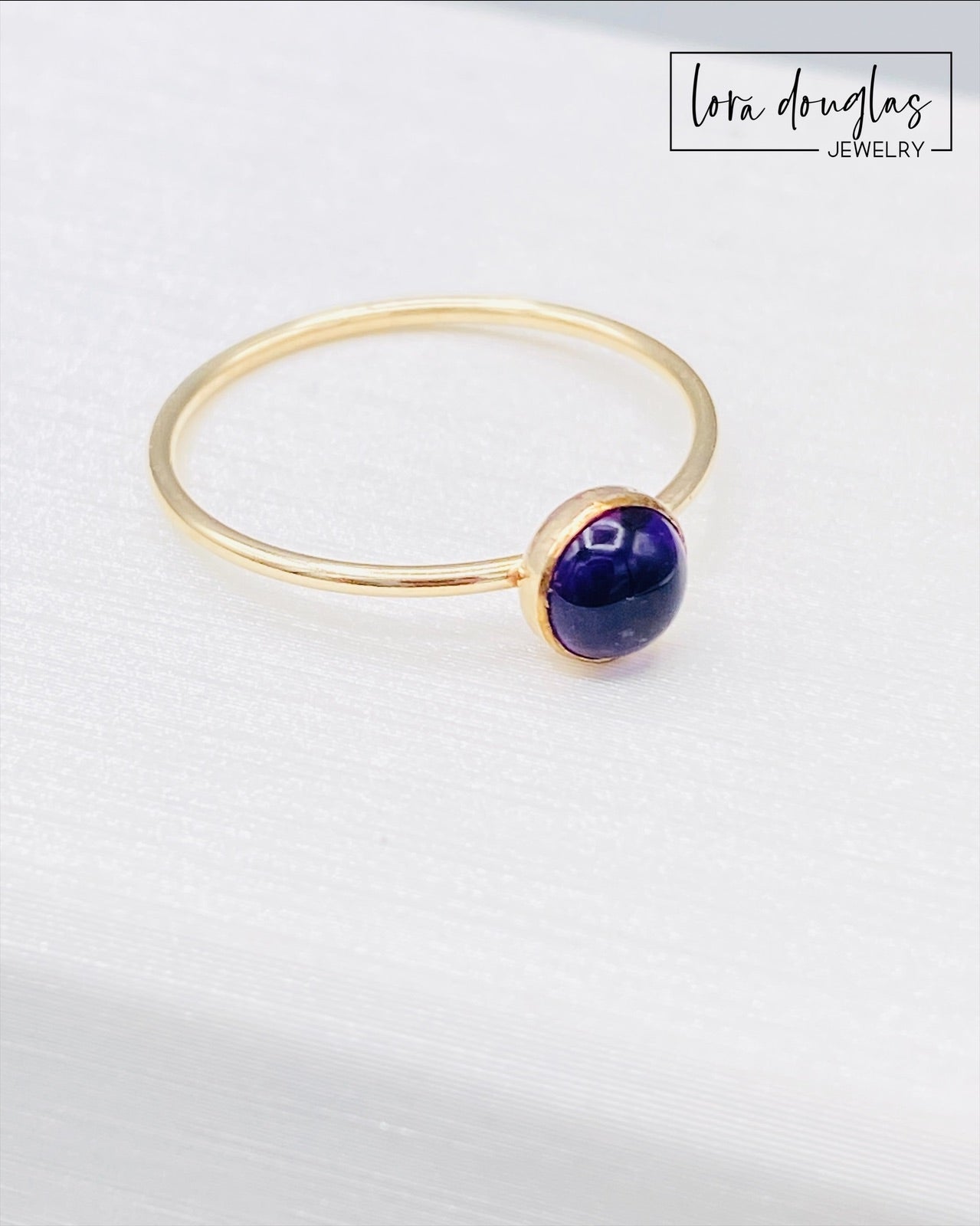 Amethyst Solitaire Gold-Filled Ring, Size 6