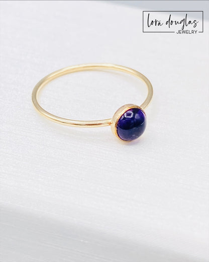 Amethyst Solitaire Gold-Filled Ring, Size 6