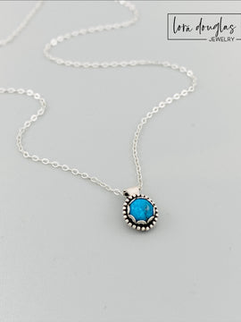 Turquoise Pendant Necklace, Sterling Silver