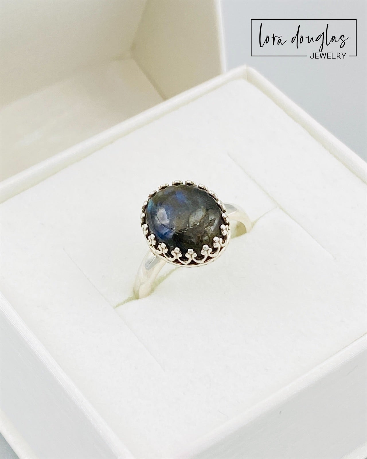 Labradorite Ring, Sterling Silver Ring, Size 7