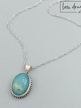 Natural Amazonite Pendant Necklace, Sterling Silver