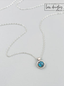 Turquoise Pendant Necklace, Sterling Silver