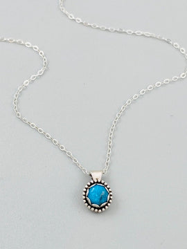 Turquoise Pendant Necklace, Sterling Silver