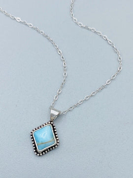 Turquoise Pendant Necklace, Sterling Silver