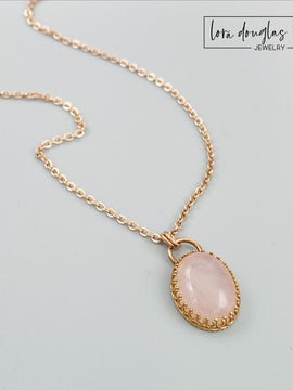 Rose Quartz and Bronze Necklace