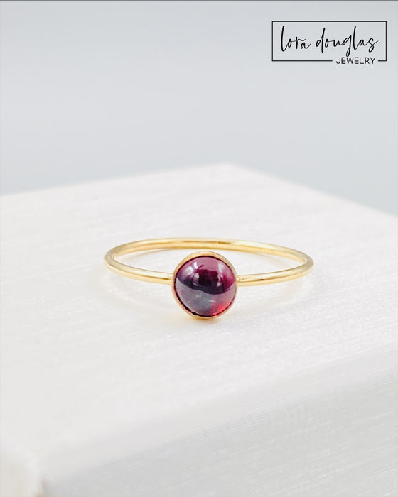 Garnet Solitaire Gold-Filled Ring, Size 6