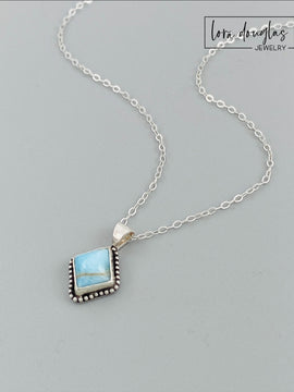 Turquoise Pendant Necklace, Sterling Silver