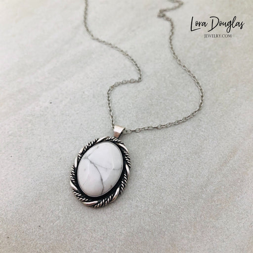 Howlite Pendant Necklace, Sterling Silver