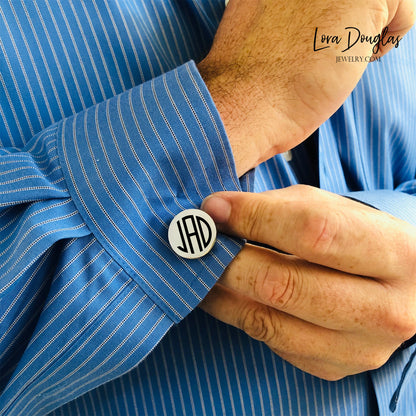 Monogram Cufflinks, Silver Stainless Steel Cufflinks