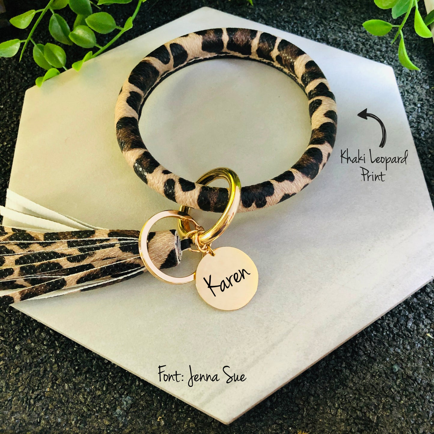 Leather Keychain Bangle Bracelet