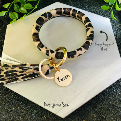 Leather Keychain Bangle Bracelet