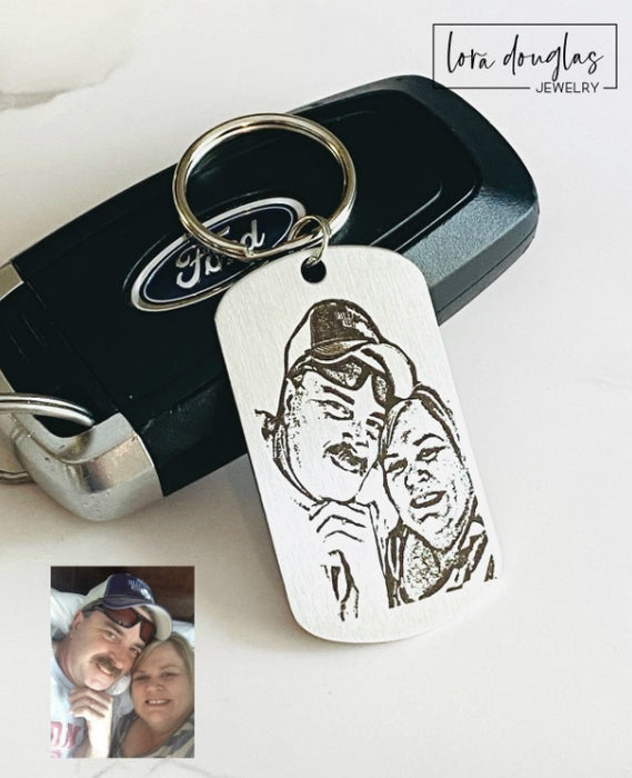 Engrave Your Logo, Graphic, Artwork, Handwriting, or Image. Custom Engraved Keychain