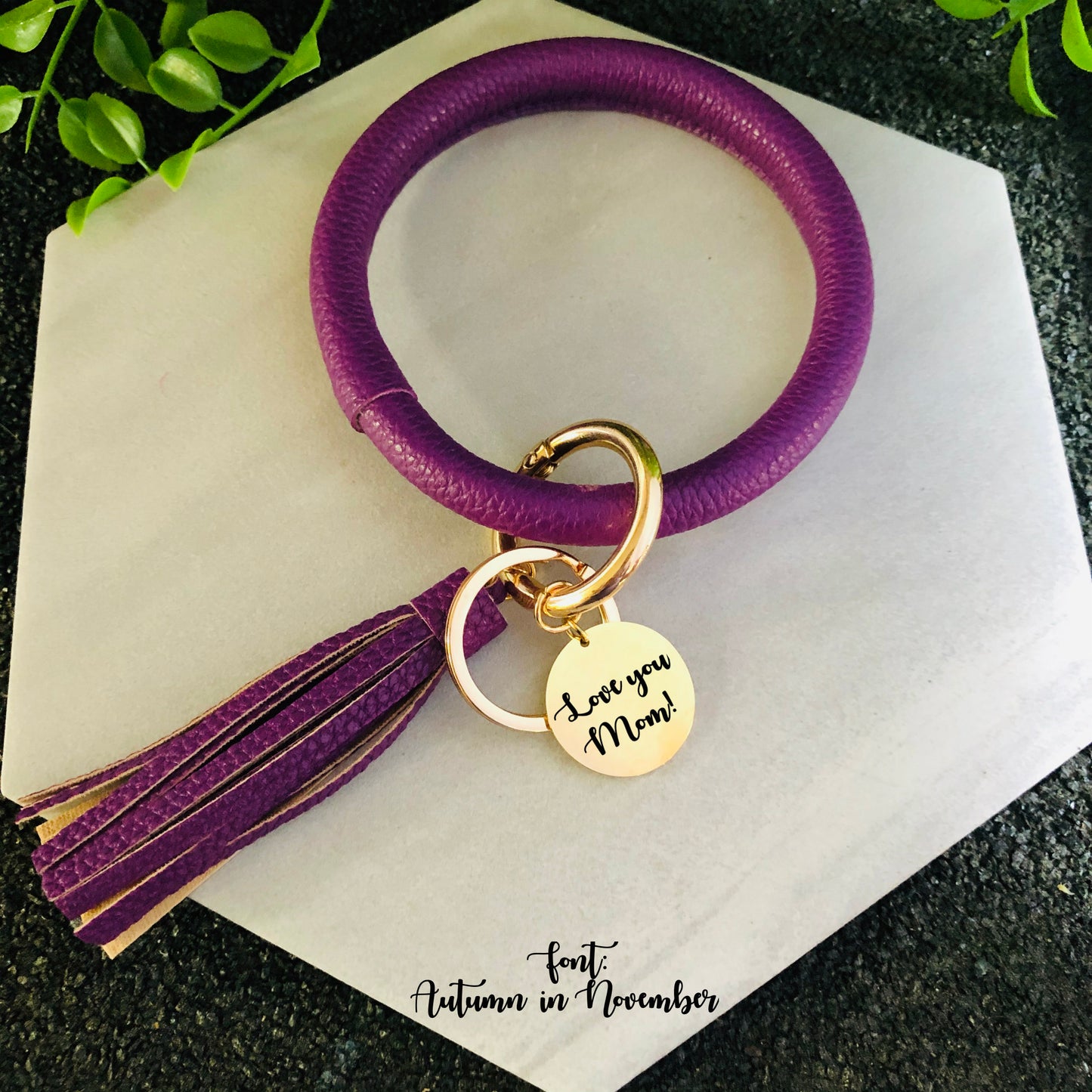 Leather Keychain Bangle Bracelet