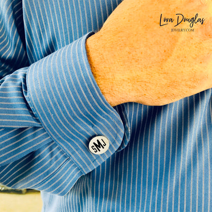 Monogram Cufflinks, Stainless Steel Cufflinks for Wedding or Gift