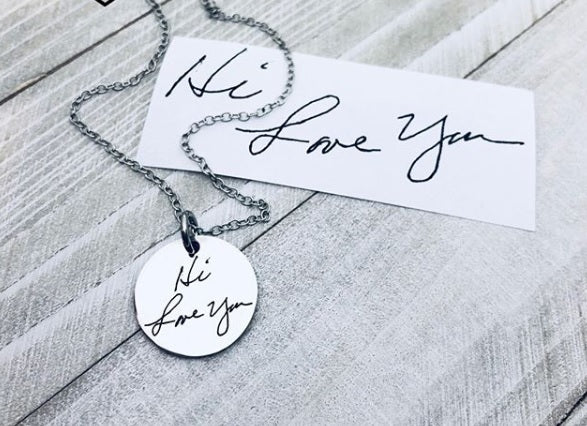stainless steel and sterling silver handwriting jewelry options