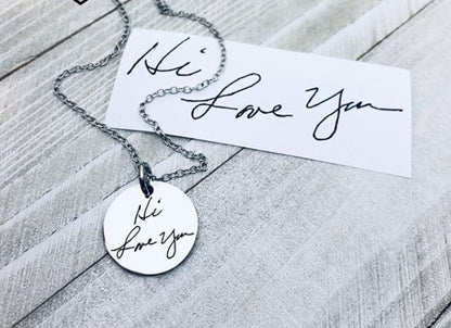stainless steel and sterling silver handwriting jewelry options